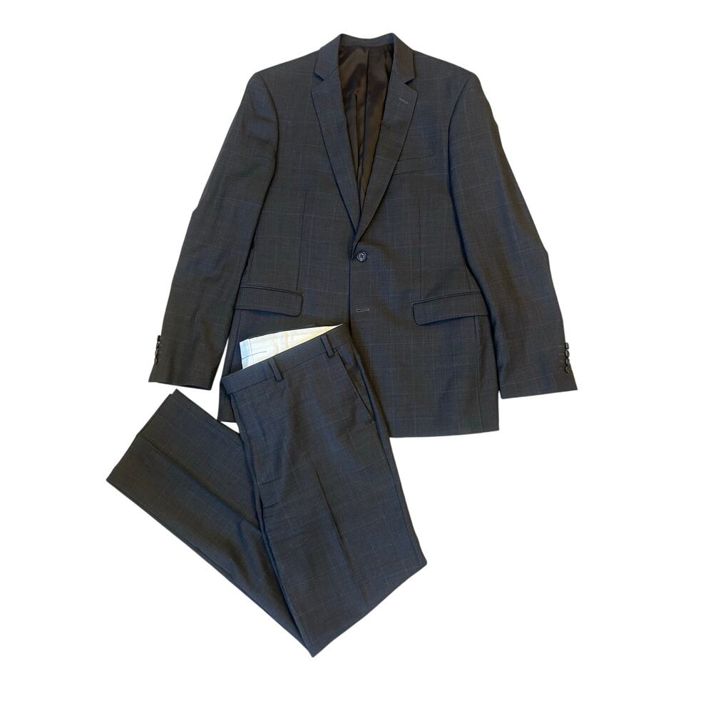 Ralph Lauren 2 Piece Suit Gray 100% Wool Blazer Trousers Mens 42L 35L Dillard’s